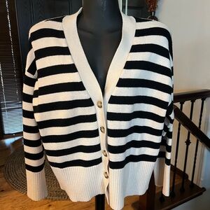Blu Pepper Black and Vanilla Striped Cardigan Size Medium